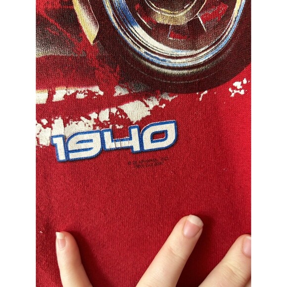 Vintage Y2K Choppers An American Tradition Motorcycle Sweatshirt Men Large L Red - Picture 3 of 6